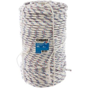 Плетеный 16-прядный полипропиленовый фал диаметром 8мм, с сердечником, бухта.100м